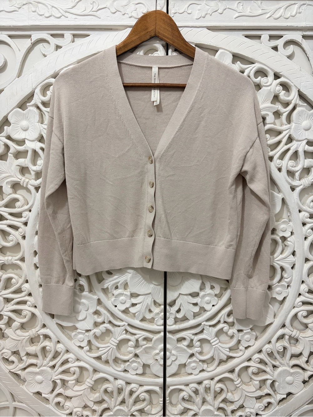 The Group by Babaton Silk Cotton Cashmere Cardigan Beige XS